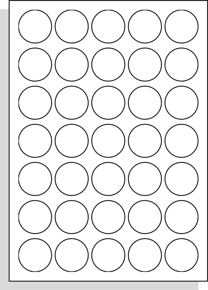 HetEtiket - A4 Laserprinter etiketten - 35 mm rond - mat wit - 25 vel