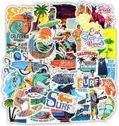 Surfers stickers - Mix met surf teksten, surflocaties, I love surfing, surfplank etc. - 50 stickers