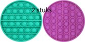 Pop It Fidget Toy | 2 stuks Voordeelverpakking | Rond |13 cm | Paars Turquoise | Tiktok | Speelgoed Jongens | Speelgoed Meisjes | Stressbal|