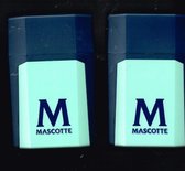 Mascotte sigarettendoosjes 2x/ kunststof / donkerblauw/ groen/ 9.5x6x2.5 cm