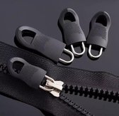 4 stuks Ritstrekker vervanger - Zwart - ritssluiter reparatieset - Rugtas - Tent - Schoenen - Jeans -  lipje kapotte rits aanklikbaar - 2 x 3,5 cm en 2 x 4,4 cm