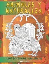 Libro de colorear para adultos - Nivel facil - Animales y naturaleza