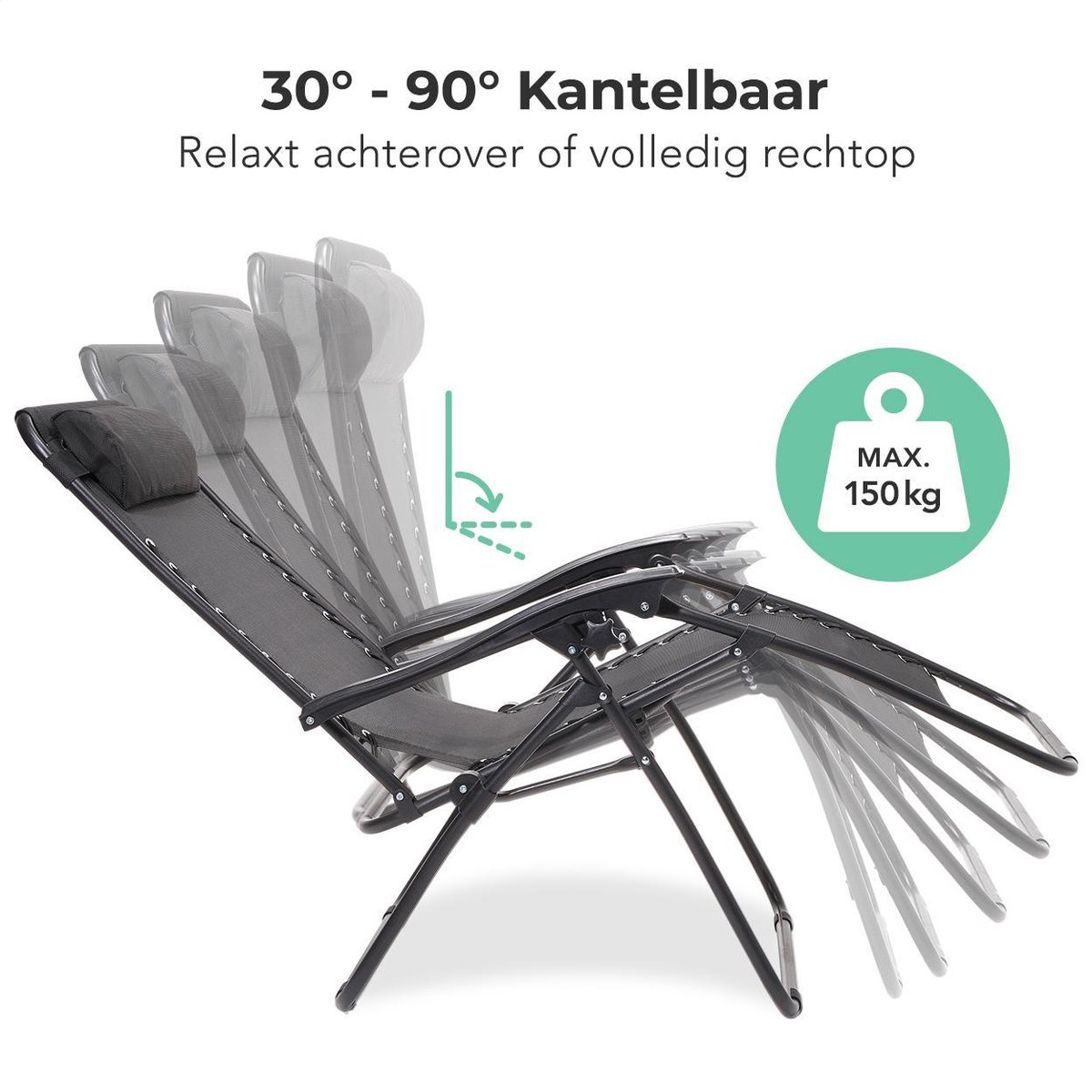 LifeGoods Opvouwbare Ligstoelen - Tuinstoelen - 2 Stuks - 30°-90°  Verstelbaar -... | bol.com