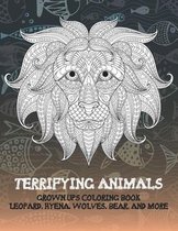 Terrifying Animals - Grown-Ups Coloring Book - Leopard, Hyena, Wolves, Bear, and more