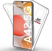 Samsung Galaxy A42 Hoesje 360° Cover 2 in 1 Case - Samsung A42 Dual TPU Case ( Voor en Achter) Transparant