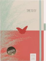 PEPA LANI®, NOTITIEBOEK A5, BUTTERFLY, "TIME TO FLY", HARDCOVER, GELINIEERD / GESTIPPELD