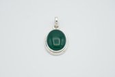 Zilveren ketting hanger Groene Onyx