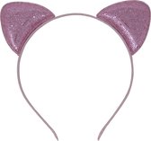 Jessidress Haarband Haar diadeem met katten oren met glitters - Roze