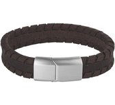 Vigor Heren Armband 12 mm 21 cm - Donkerbruin leer