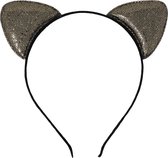 Jessidress Haarband Haar diadeem met katten oren met glitters - Zwart