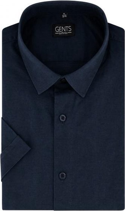 GENTS | Overhemd Heren Korte Mouw linnen katoen blauw 0732
