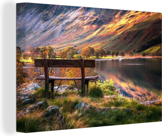 Canvas Schilderij Zonsopkomst bij Lake District - 90x60 cm - Wanddecoratie