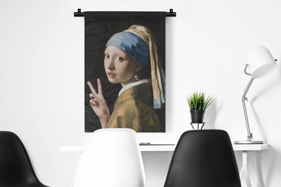 Tapisserie - Boucle d'oreille fille avec une perle - Johannes Vermeer - Paix - 60x90 cm - Tapisserie