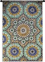 Wandkleed Marokkaanse mozaïek - Een close up van een Marokkaanse mozaïek Wandkleed katoen 60x90 cm - Wandtapijt met foto