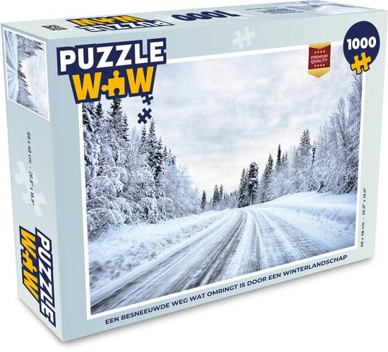 Puzzle Paysage d'hiver 1000 pièces - Une route enneigée entourée d'un  paysage d'hiver | bol.com
