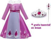 Carnavalskleding - Frozen -Elsa Roze / Paarse Jurk - maat 134/140(140) - Prinsessenjurk Meisje - Verkleedkleren Meisje