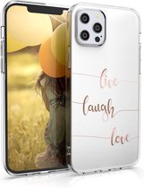 kwmobile telefoonhoesje voor Apple iPhone 12 / iPhone 12 Pro - Hoesje voor smartphone - Live Laugh Love design