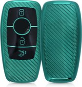 kwmobile autosleutelhoes voor Mercedes Benz Smart Key autosleutel (alleen Keyless) - TPU beschermhoes - sleutelcover - Carbon design - groen