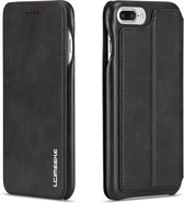 GSMNed - Étui de téléphone en cuir noir - Étui de livre en cuir de haute qualité noir - Étui de Luxe pour iPhone 7/8/SE noir - Fermeture magnétique pour iPhone 7/8/SE