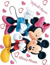 Disney muursticker Minnie & Mickey Mouse roze, rood, geel en blauw - 600200 - 65 x 85 cm