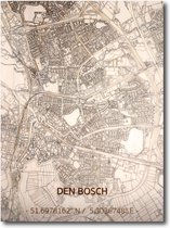 Brandthout houten stadskaart Den Bosch 70x50 cm