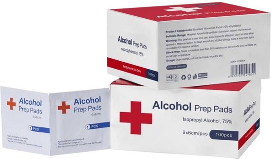 Alcohol doekjes 70-75% - 6x6 cm - 100 stuks