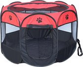 Puppyren / hondenren / puppytent draagbaar Maat S - Rood / zwart - Afmeting: 73 x 73 x 43 CM