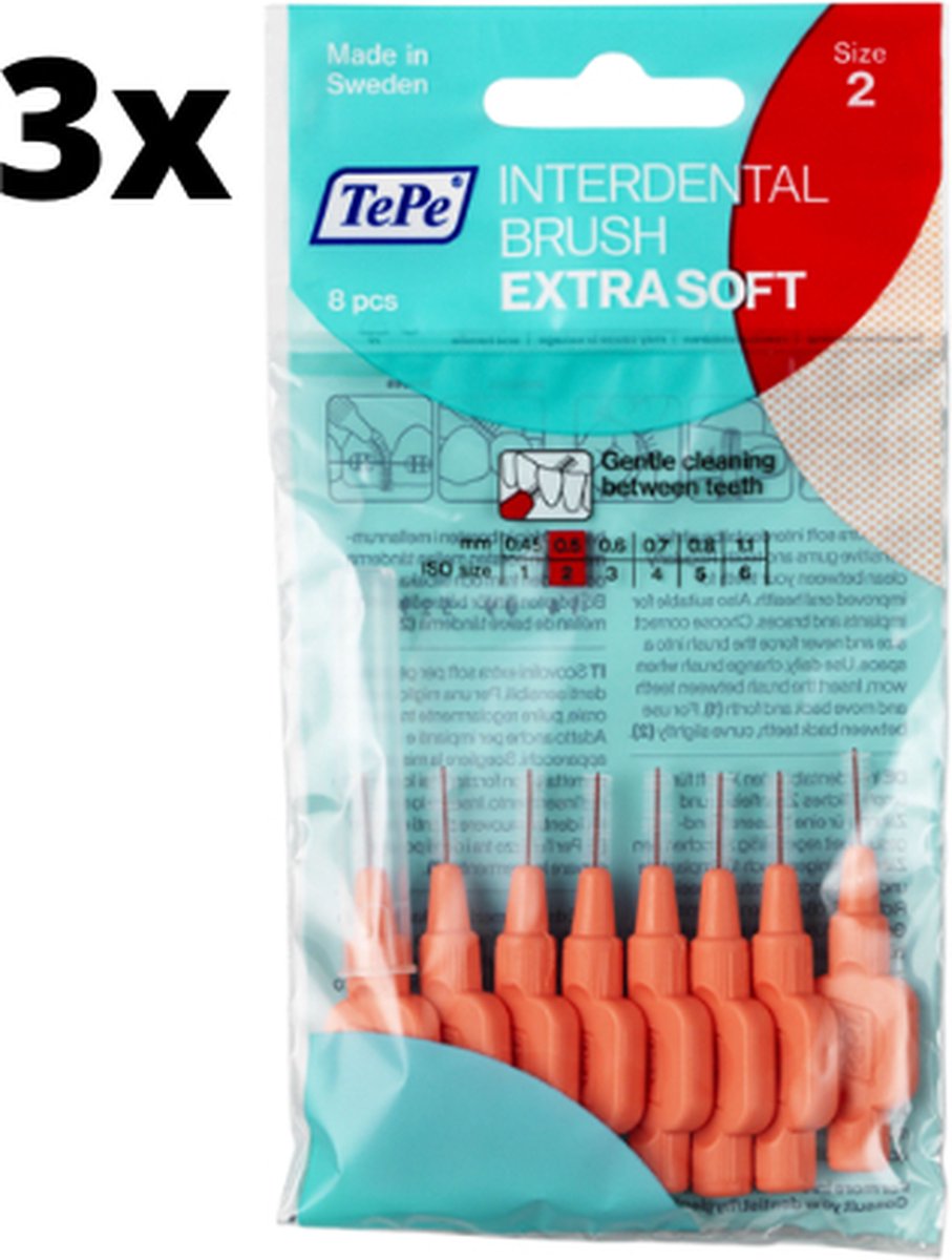Goedkoopste TePe Extra Soft Rood 0,50mm 3 x 8 stuks - Voordeelverpakking