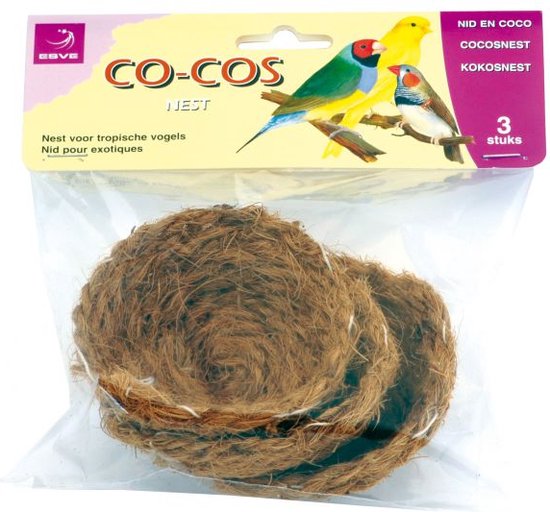 Esve Kokos Nestje - 3 stuks - Nestjes voor vogels - Kanarie - Tropische vogels - Kokosnestjes