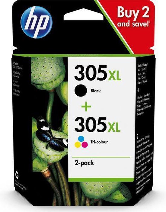 Hp 305xl High Yield Tri Colorblack Original Ink Cartridge 2 Pack