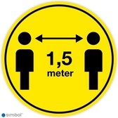 Simbol - Vloerstickers Houd 1,5 Meter Afstand - COVID-19 Vloerstickers - Houd Afstand Stickers - Anti-Slip - Formaat ø 40 cm.