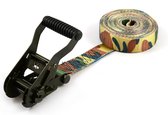 Spanband (sjorband) - 2,5T - 35mm - 1-delig met ratel - Army green (camouflage) - 5m