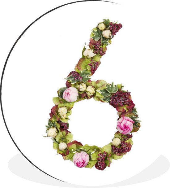 Wandcirkel Cijfer 6 aluminium - Cijfer 6 gemaakt van bloemen en planten - ⌀  120 cm -... | bol.com