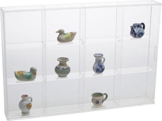 SAFE Acrylglas vitrine kast met 12 vakken van 7 x 6 x 3,5 cm - vitrine: 30 x 20 x 4,5 cm
