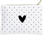 Etui | Toilettasje | Make-up tasje | zwart wit | hart dots