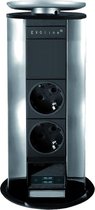 Schulte Stopcontact Evoline Powerport 2 st. contactdoos met USB lader Alu/Zilvergrijs