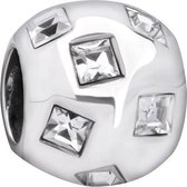 Quiges - 925 - Zilveren - Bedels -Sterling zilver - Beads - Zirkonia Vierkant Kraal Charm - Geschikt – voor - alle bekende merken - Armband Z470