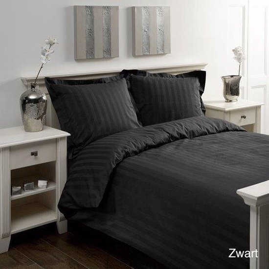 Papillon Uni Satin - Housse de couette - Double - 200x200 / 220 cm cm - Zwart