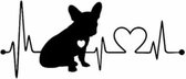 Sticker Auto Franse bulldog heartbeat zwart AUTOSTICKER