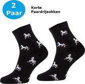 Comodo Korte Paardrijsokken - 2 Paar - Zwart 39/42
