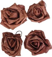 Decoratie Rozen - Oud Roze - 8 cm - Kunststof - 2 Delig - 2 Stuks