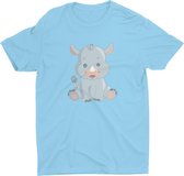 Pixeline Rhino #Blue 86/94 t/m 2 jaar - Kinderen - Baby - Kids - Peuter - Babykleding - Kinderkleding - Rhino - T shirt kids - Kindershirts - Pixeline - Peuterkleding