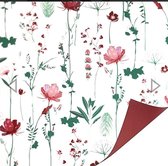 Inpakpapier bloemen pretty poppy rood - 30 cm - 2 rollen van 3 meter