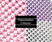 100 plakoorbellen- wit -roze -paars -no hole-Geen gaatje nodig-Charme Bijoux