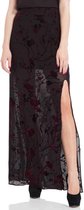 Jawbreaker Maxi Lange Rok -S- Red Floral Burnout Slit Rood