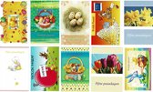10 Vrolijk Pasen Wenskaarten - 16x11cm - Vrolijke gevouwen paaskaarten met enveloppen