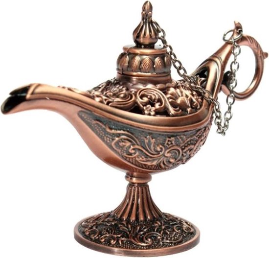 BaykaDecor Antiek Beeldje Aladdin Lamp - Heel leuk Geschenk - Antieke Uitstraling - Sprookjes - Genie Magische Lamp - Brons 11 cm