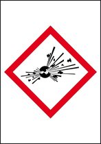 GHS01 explosieve stoffen sticker, 10 per vel, rechthoek 37 x 52 mm - 10 per vel