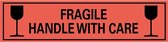 Fragile handle with care sticker 200 x 50 mm, oranje/zwart