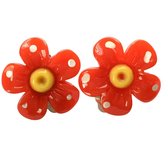 Clip oorbellen- rood- bloem- kinderen -Geen gaatjes - Kunststof- Charme Bijoux